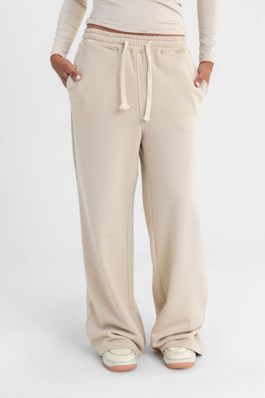 Melton Wide Leg Pants - Latte