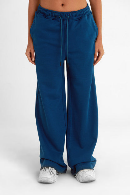 Melton Wide Leg Pants - Blue Sapphire