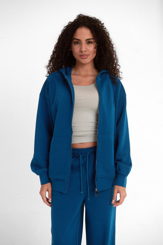 Melton Zip Up Jacket - Blue Sapphire