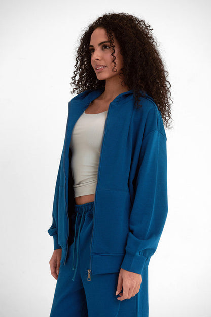 Melton Zip Up Jacket - Blue Sapphire