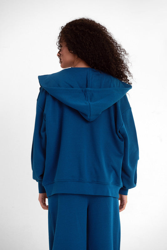 Melton Zip Up Jacket - Blue Sapphire