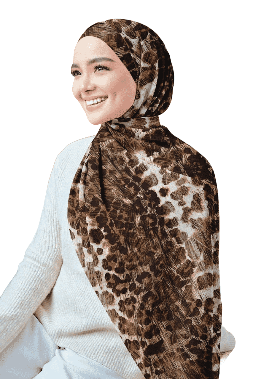 Printed Chiffon Crepe Veil - Multicolor