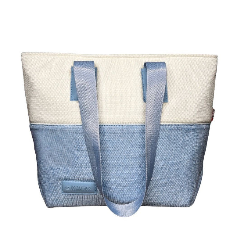 Burlap Bi-Tone Tote Bag – Light Blue