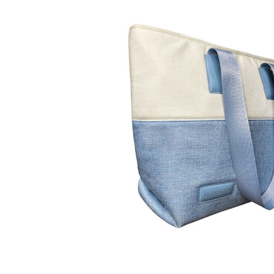 Burlap Bi-Tone Tote Bag – Light Blue