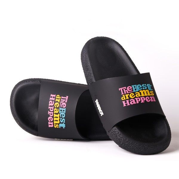 Rubber Dream Step Slippers - Black