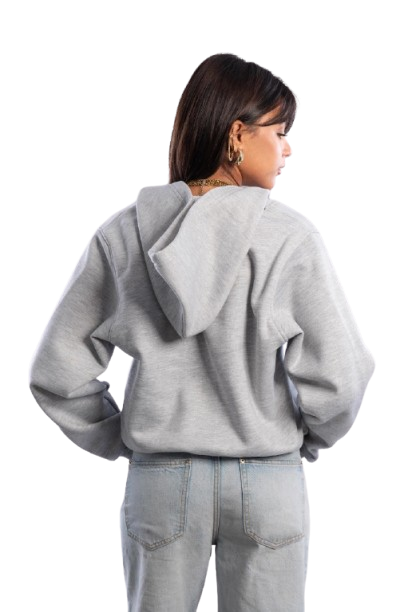 Cropped V-Neck Sweatshirt - Grey