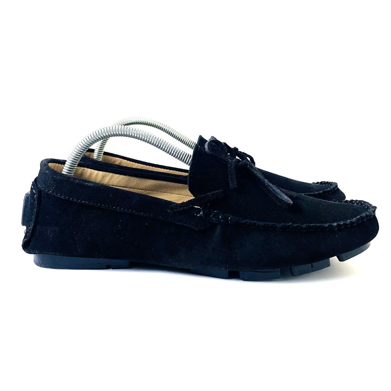 Suede Driver Loafers with Tassel - Black