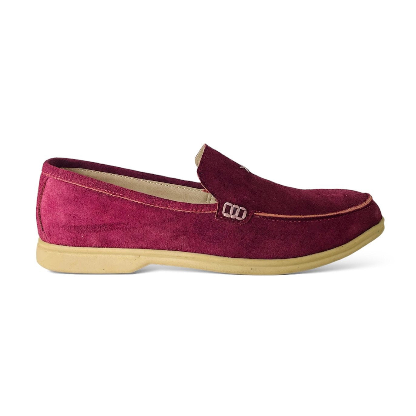 Suede Casual Loafers - Burgundy