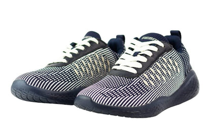 Textured Lace-Up Sneakers - Dark Blue