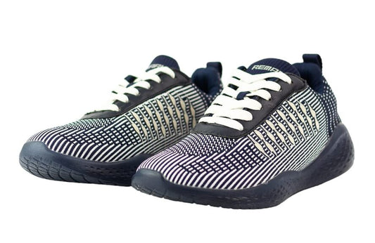 Textured Lace-Up Sneakers - Dark Blue