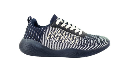 Textured Lace-Up Sneakers - Dark Blue