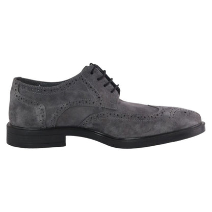 Leather Wingtip Lace-Up Shoes - Grey