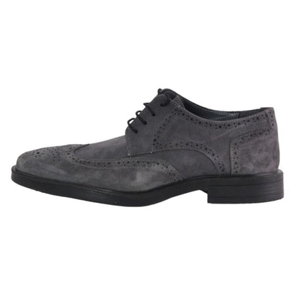 Leather Wingtip Lace-Up Shoes - Grey