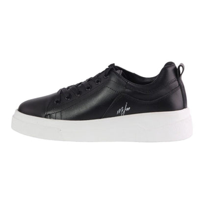 Faux Leather Casual Sneakers - Black