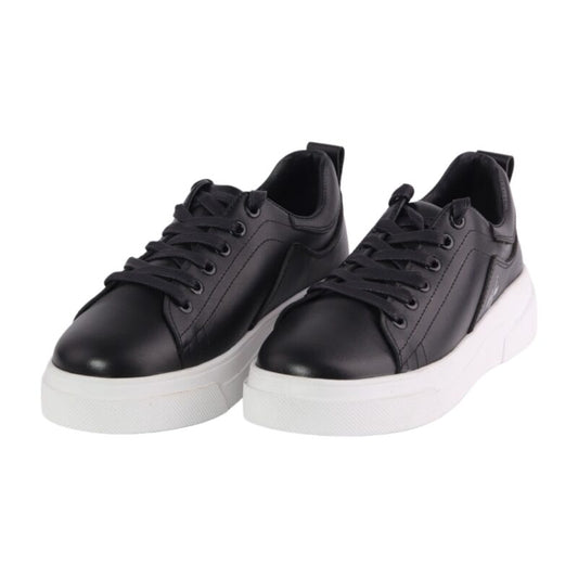 Faux Leather Casual Sneakers - Black