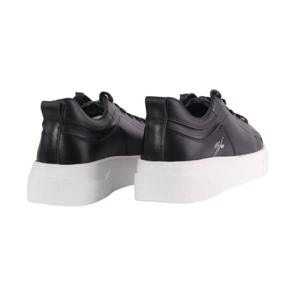 Faux Leather Casual Sneakers - Black