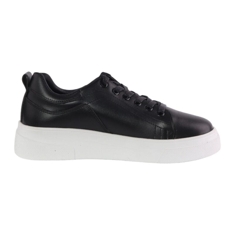 Faux Leather Casual Sneakers - Black