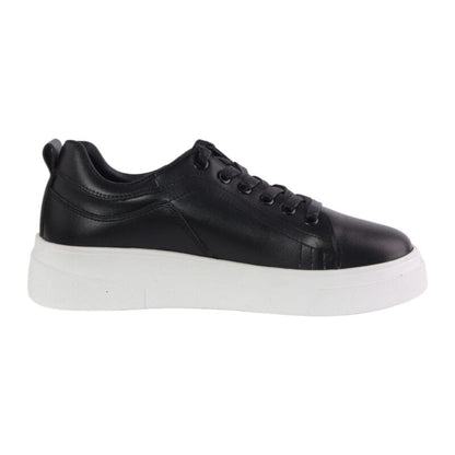 Faux Leather Casual Sneakers - Black