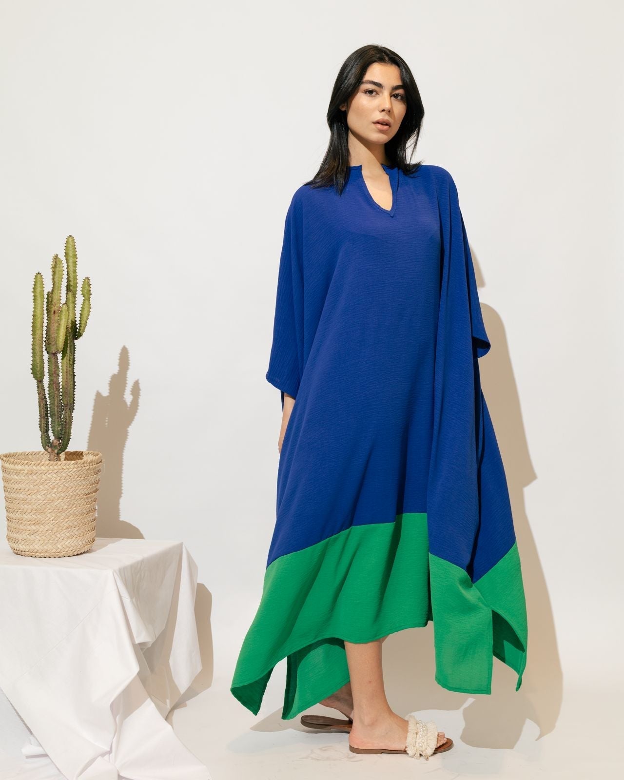 Linen Bi-Tone Kaftan - Multicolor