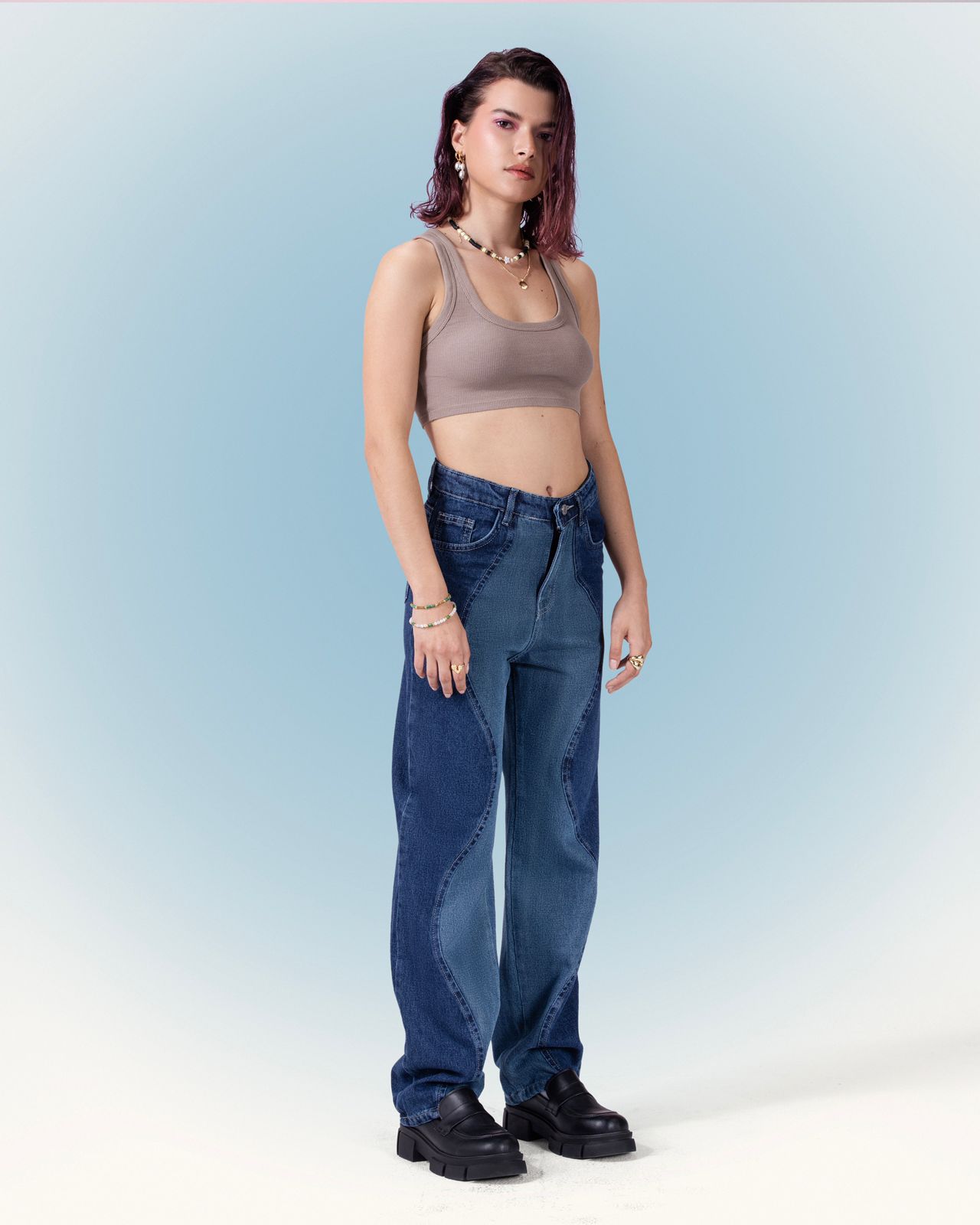 Denim Straight Cut Jeans - Blue