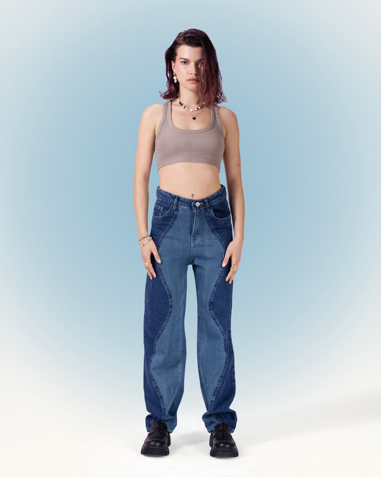Denim Straight Cut Jeans - Blue