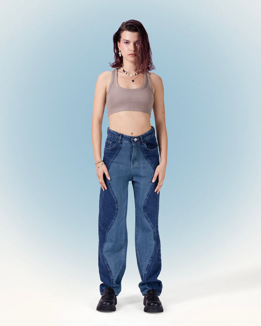 Denim Straight Cut Jeans - Blue