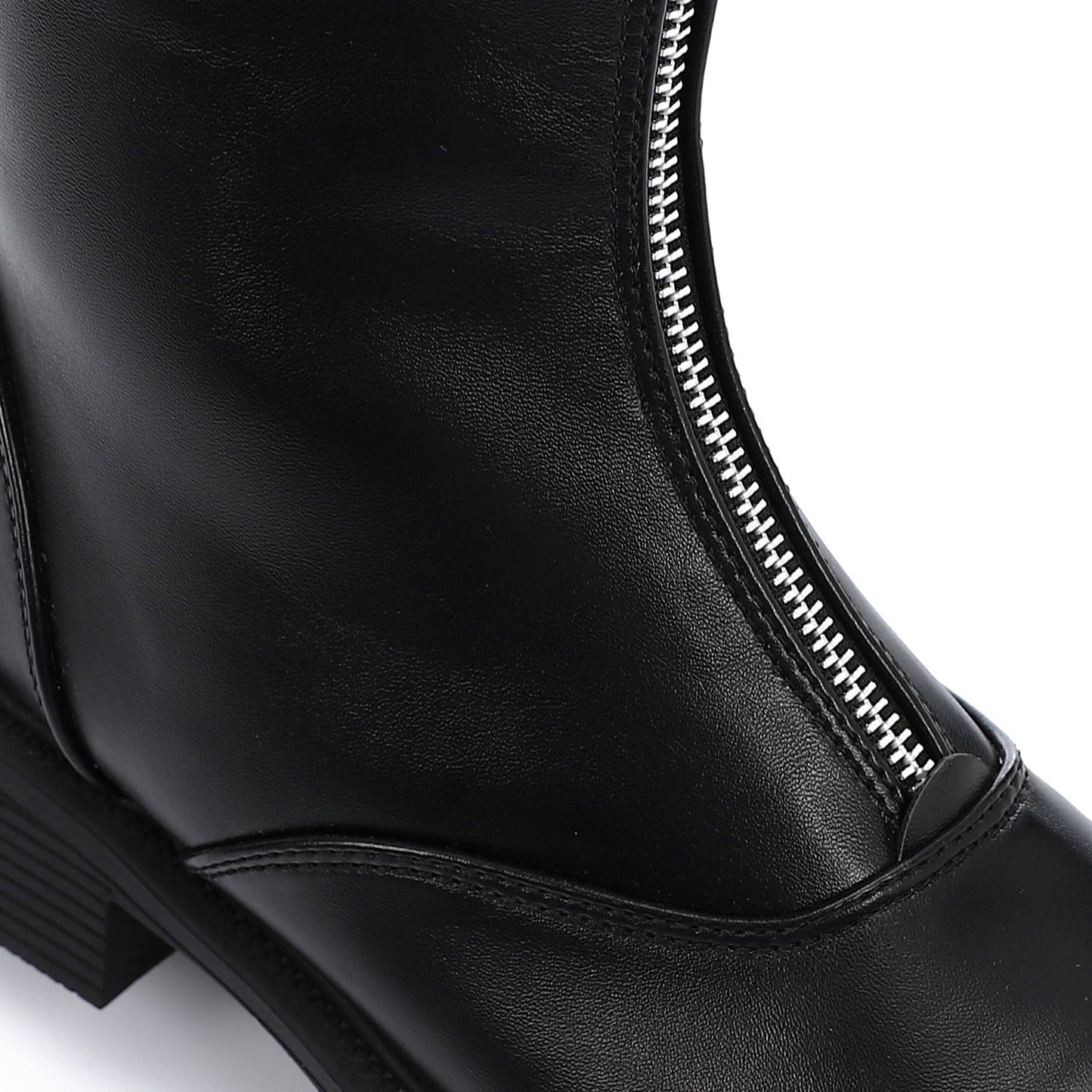 Faux Leather Ankle Boot - Black