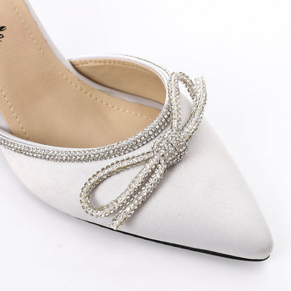 Satin Bow Classic Shoes - White