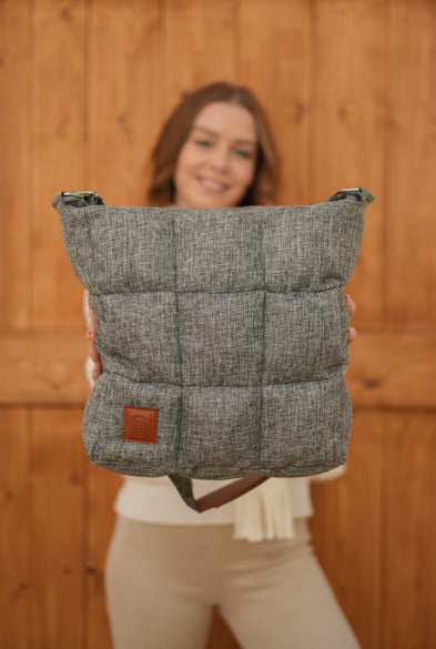 Quilted Medium Size Shoulder Bag - Grey