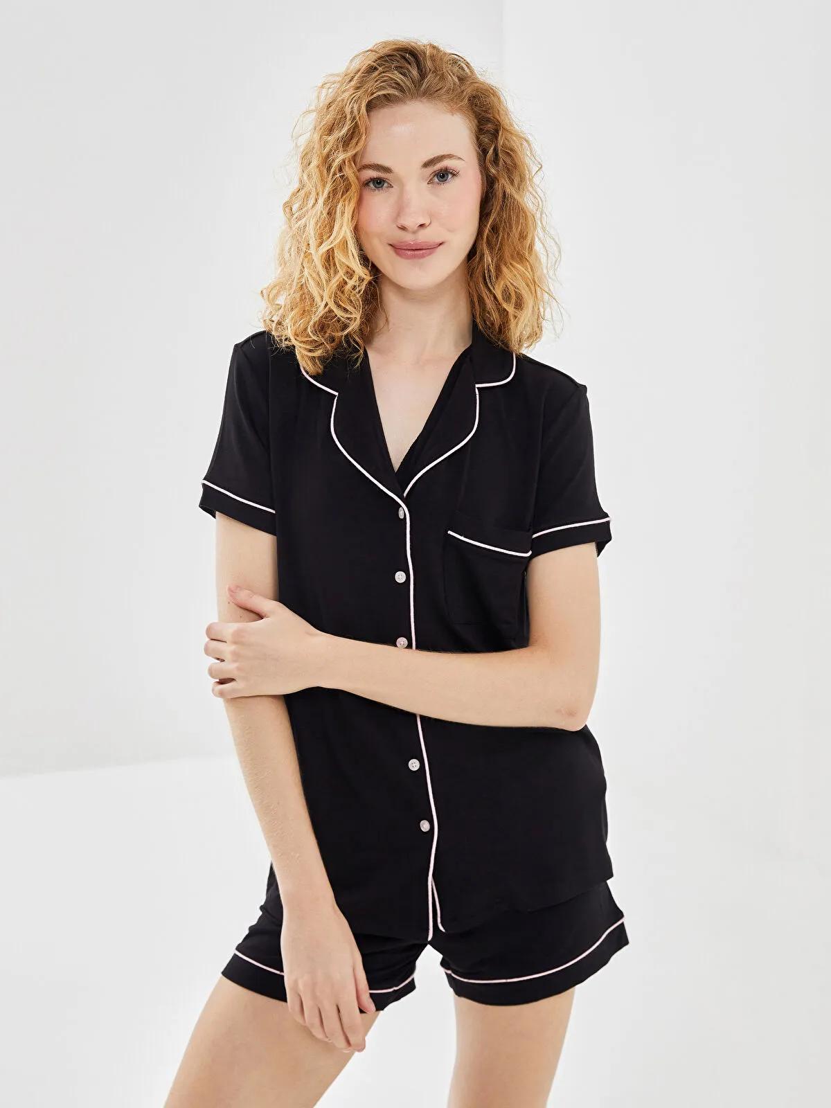 Collared Neck Pajama Set