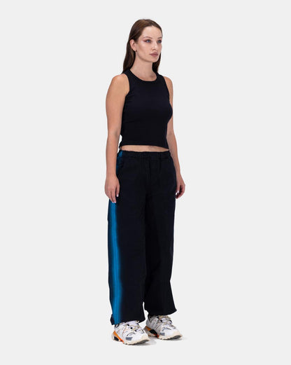 Gabardine Parachute Cut Pants - Black