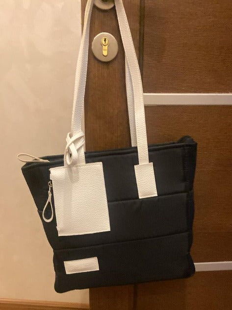 Puffer Medium Size Tote Bag With Wallet - Black