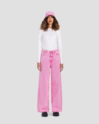 Denim Wide-Leg Cut - Pink