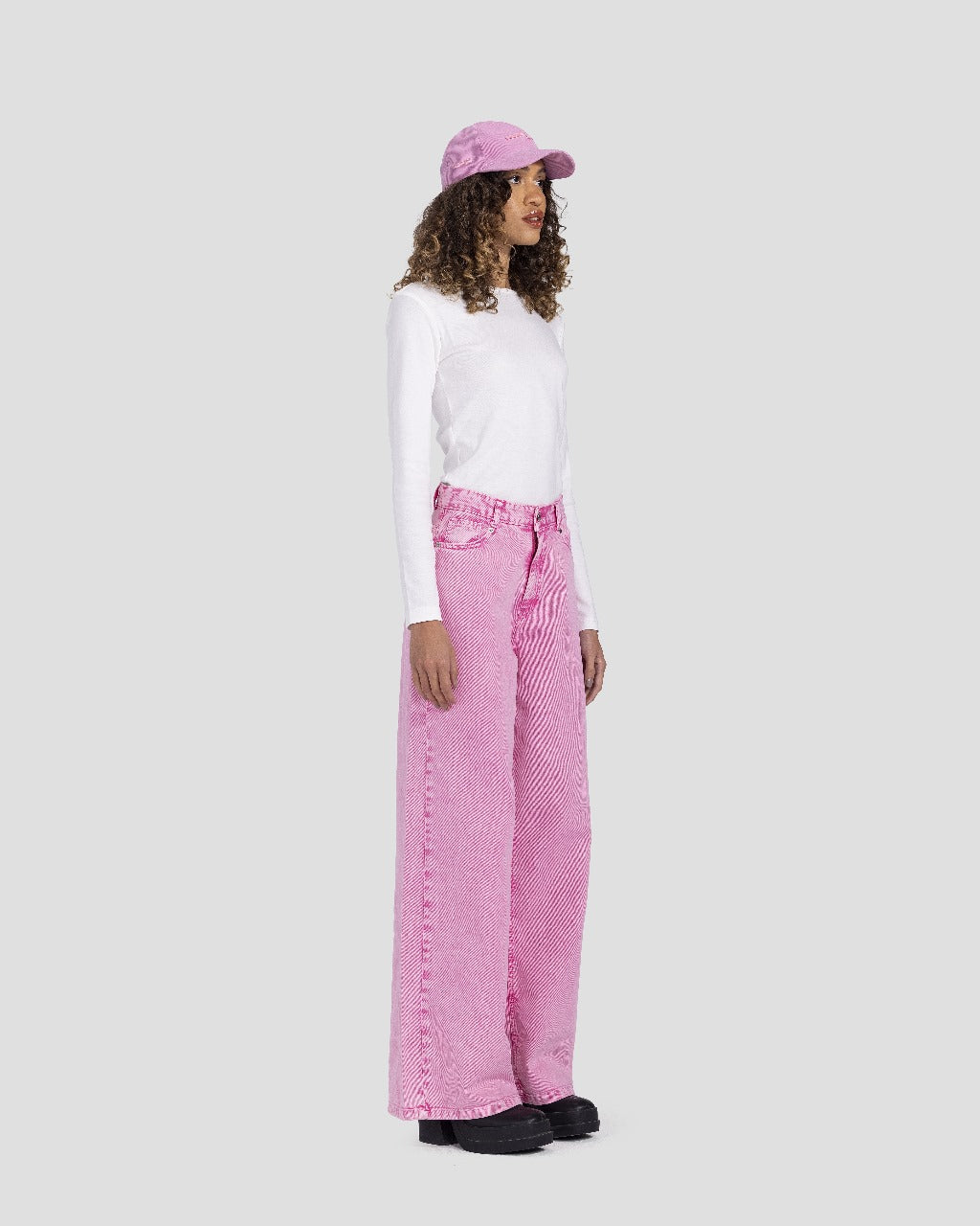 Denim Wide-Leg Cut - Pink