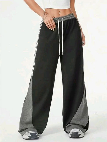 Fleece Wide-Leg Sweatpants - Black