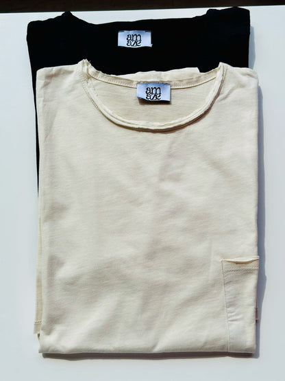 Cotton Oversized High Low Unfinished Edge Tee