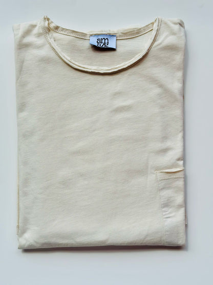 Cotton Oversized High Low Unfinished Edge Tee