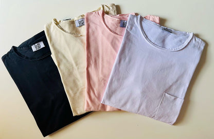 Cotton Oversized High Low Unfinished Edge Tee