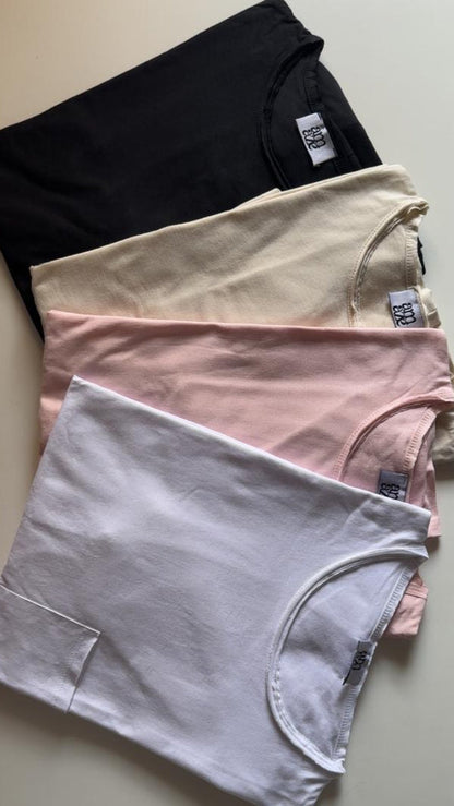 Cotton Oversized High Low Unfinished Edge Tee