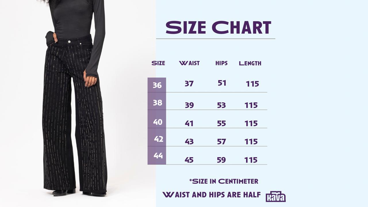 Denim Strass Pants - Black