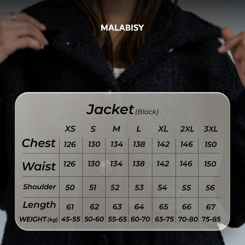 Teddy Fur Button Jacket – Black