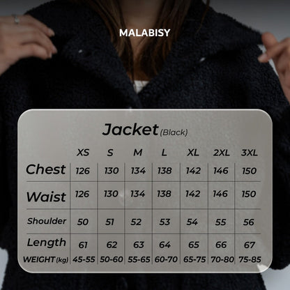 Teddy Fur Button Jacket – Black