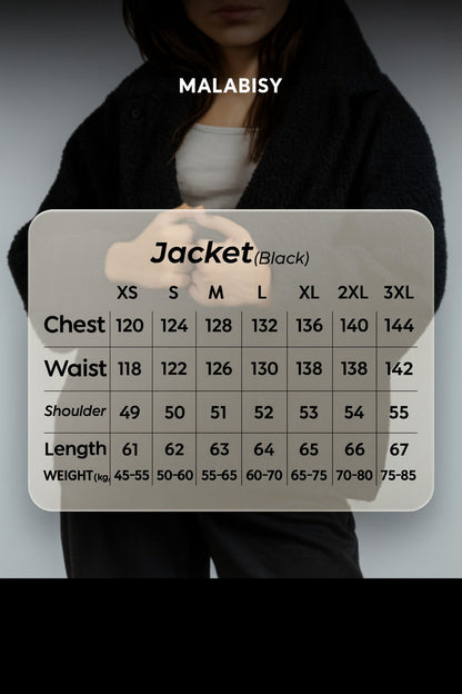 Teddy Fur Zip Jacket – Black