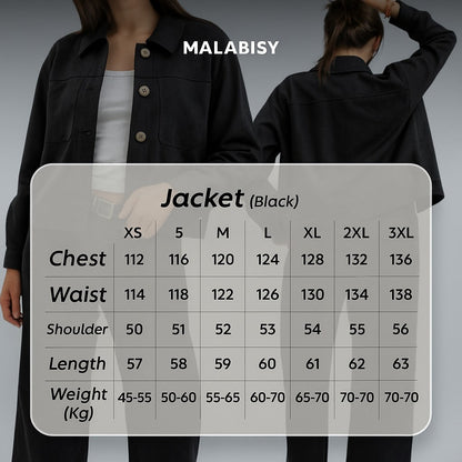 Suede Solid Button Jacket – Black