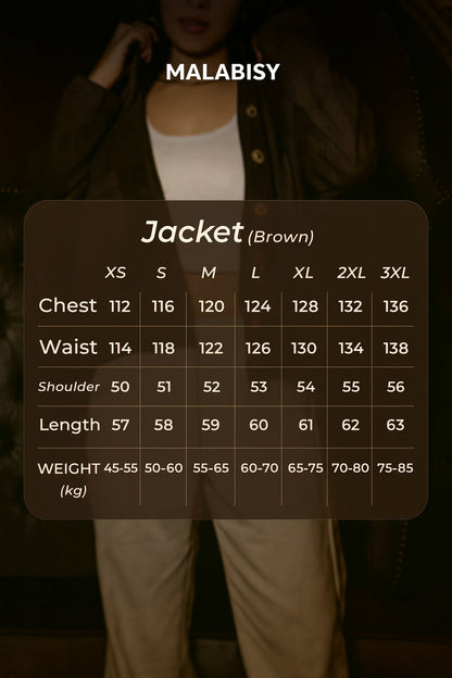 Suede Solid Button Jacket – Brown