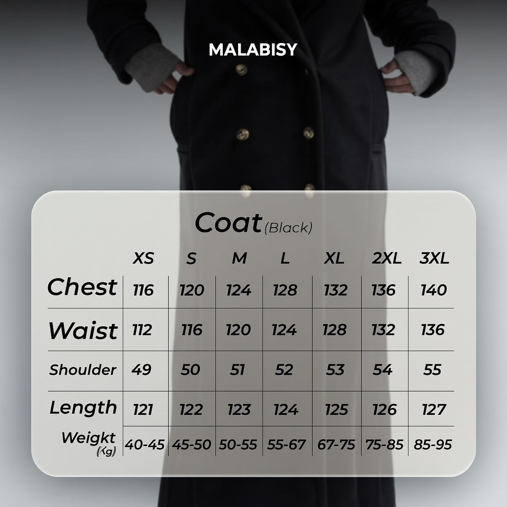 Wool Double-Breasted Coat – Black