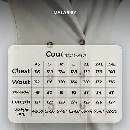 Wool Double-Breasted Coat – Light Grey