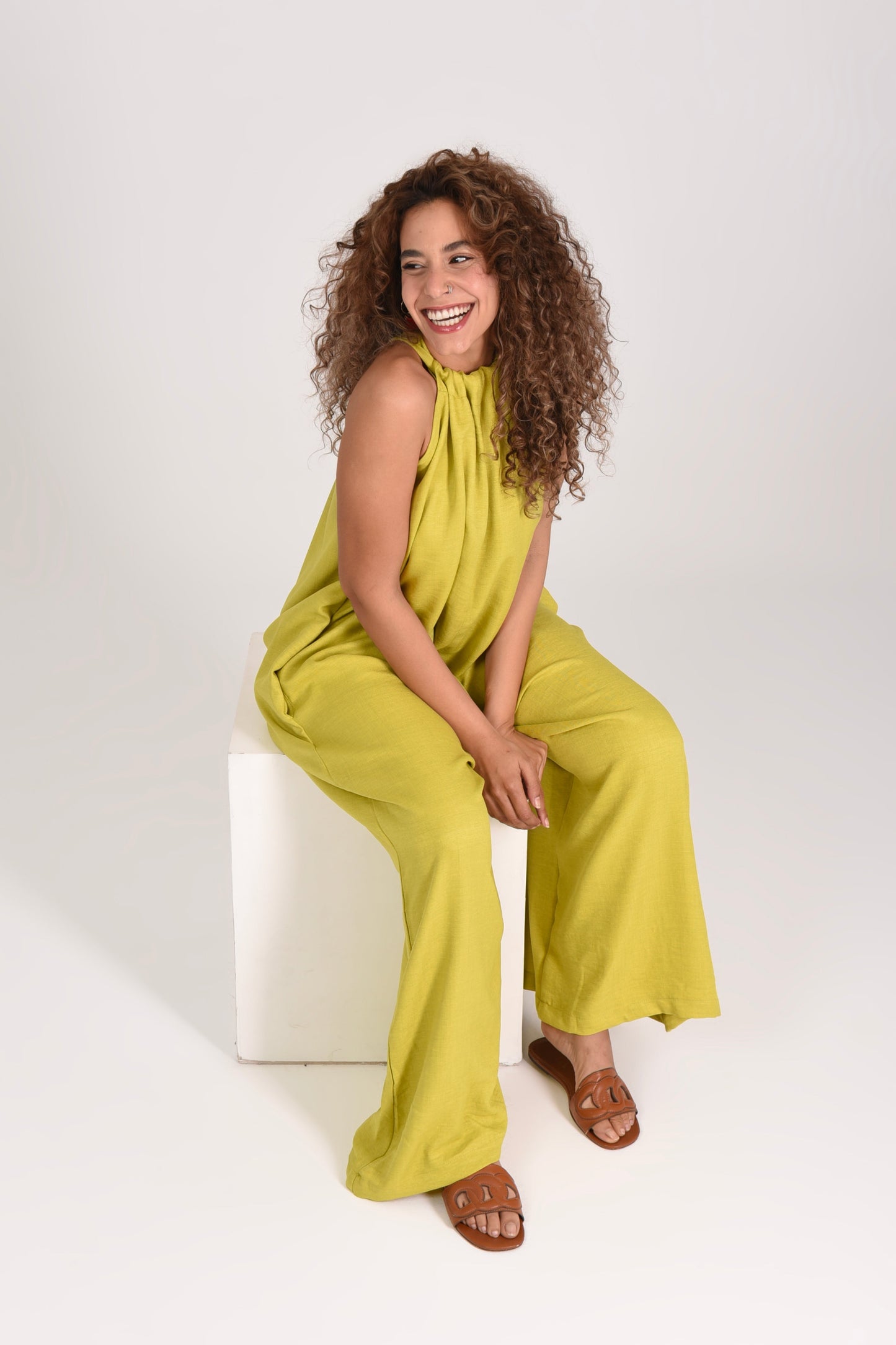 Linen Minimalist Wide Leg Jumpsuit