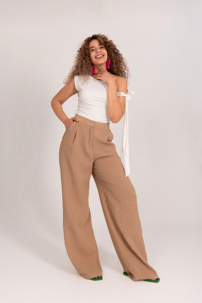 Synthetic Effortless One-Shoulder Top