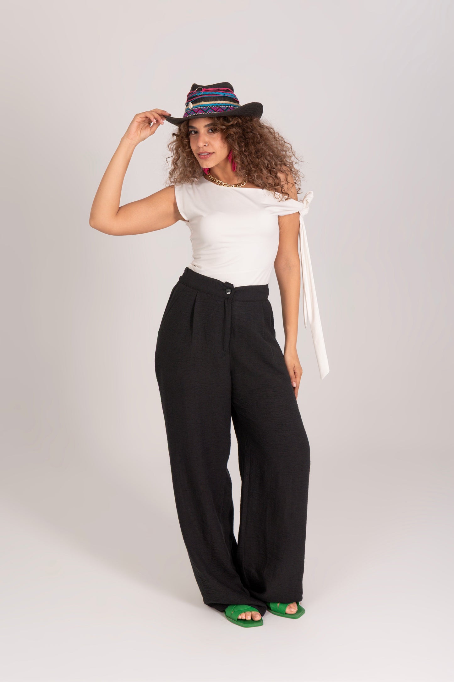 Synthetic Effortless One-Shoulder Top